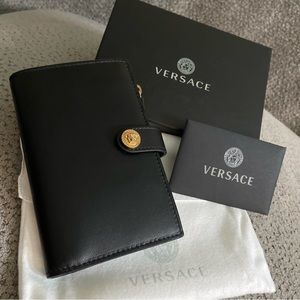 Versace Wallet Black Compact Foldable